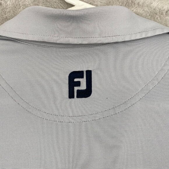 Foot Joy Men's Polo Shirt Tri-Color Striped Size Large Blue and White Casual - Picture 5 of 8